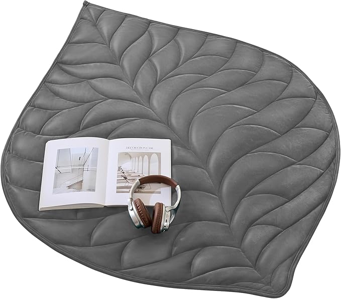 Weighted Lap Blanket 5 lbs 23"×29", Luxury Soft Small Weighted Lap Pad for Adults,Portable Travel Leaf Weighted Throw Blanket for Relaxation, All-Season Use and Machine Washable Deep Gray