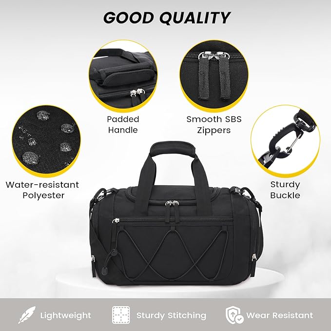 Vorspack Gym Bag for Women - 15 Inches Small Duffle Bag for Travel Lightweight Duffel Bag Personal Item Travel Bag Weekender Bag for Travel Sports Gym - Black