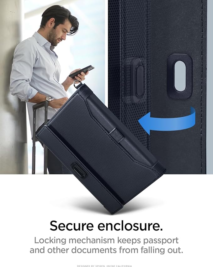 Spigen Life for Passport Card Cover Holder with RFID Blocking Technology Wallet Travel Documents Organizer Protector Accessories, SIM Card Pin Included