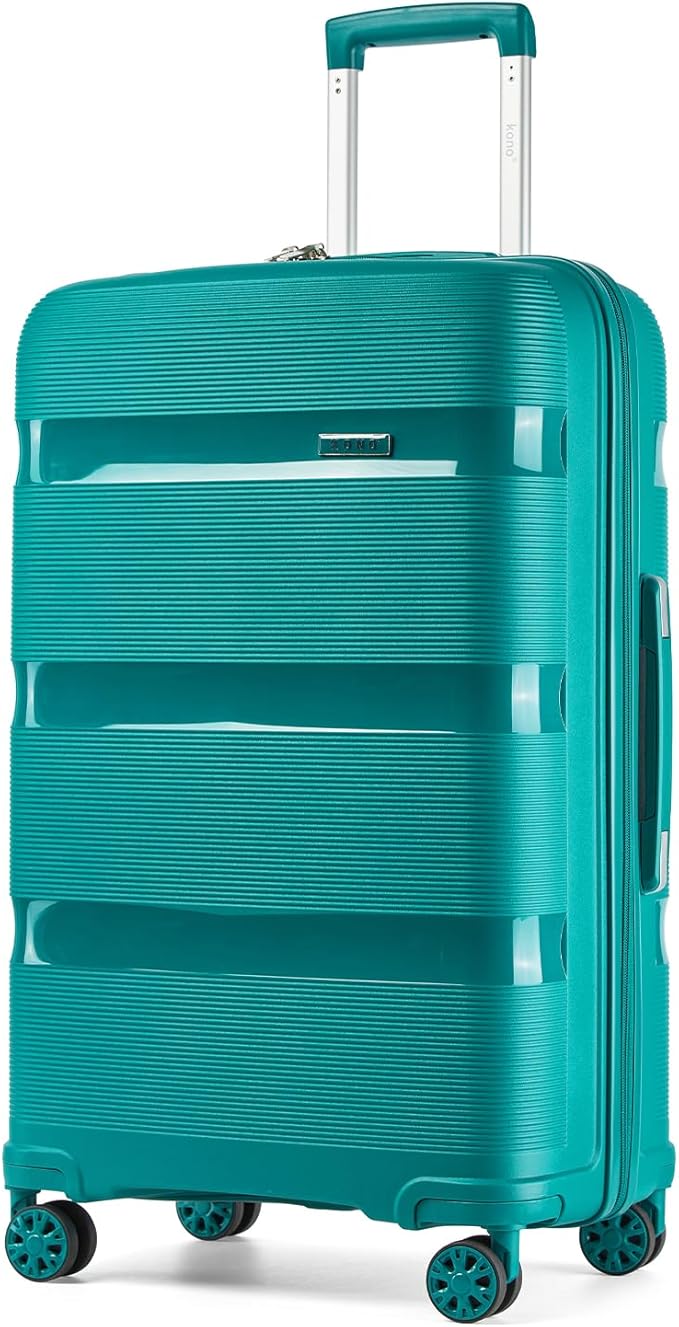 Kono Carry On Luggage 28 Inch Checked-Large Hard Shell Travel Trolley 4 Spinner Wheels Lightweight Polypropylene Suitcase with TSA Lock, Turquoise