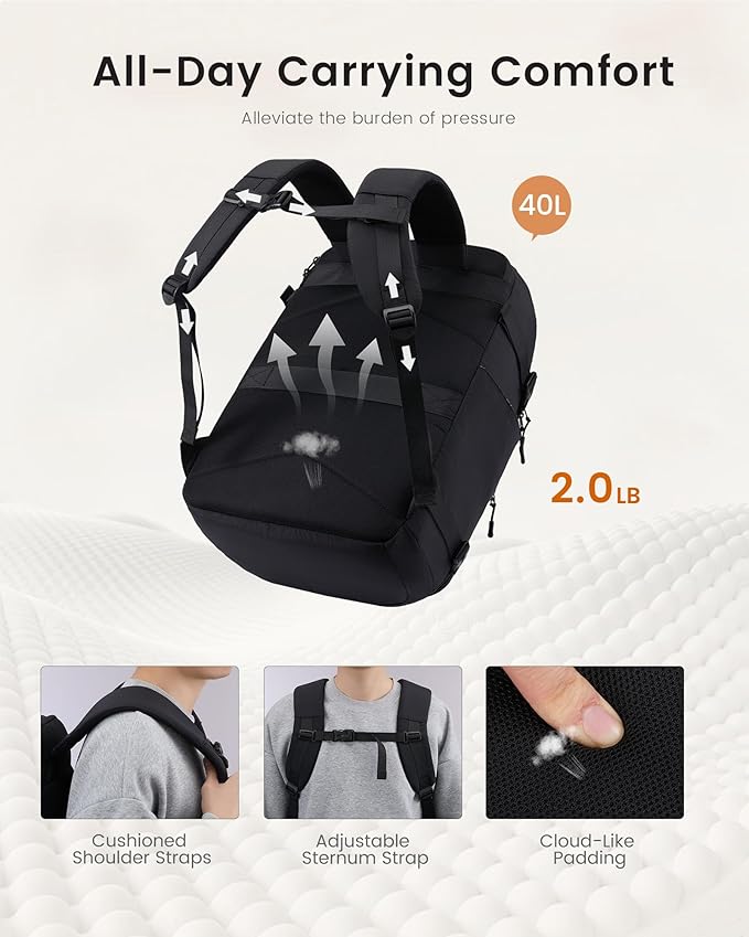 LOVEVOOK Travel Backpack for Women & Men, 40L TSA Approved Carry On Backpack with 3 Packing Cubes, Waterproof Weekender Overnight Bag for 2-4 Day Trips, Business & Travel Essentials, Beige Gray