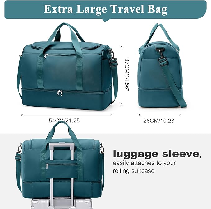 Travel Duffle Bag with Shoe Compartment, XL Weekender Bags for Women, Carry On Overnight Bags for Gym Sports & Business Trips, Water-Resistant Hospital Bag for Labor and Delivery