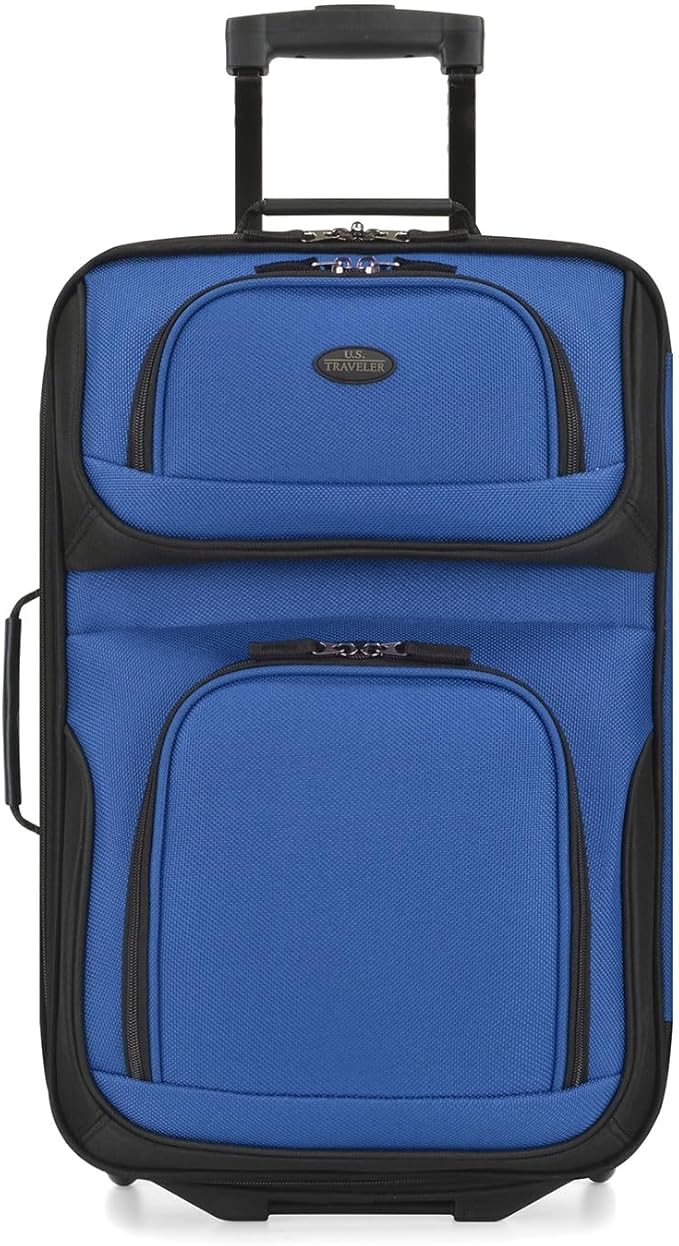 U.S. Traveler Rio Lightweight Softside Rolling Carry-on Suitcase, 2-Wheel Single, Royal Blue