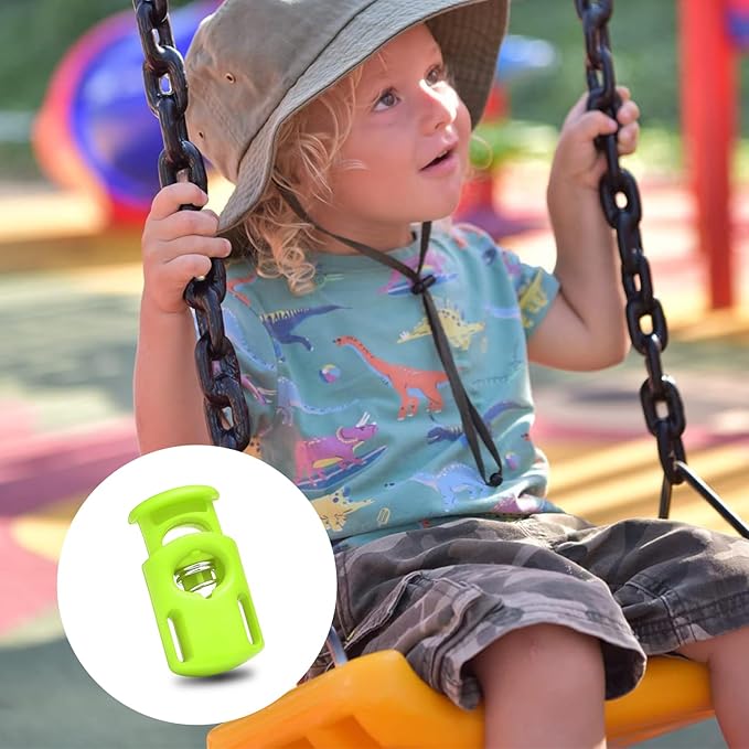 CooBigo 10 Pack Plastic Spring Cord Locks for Drawstring Paracord, Cord Stopper Toggle Clasps for Sweatpants Hoodie Gloves Hats String Clip Elastic Shoeslace String Lock NeonGreen