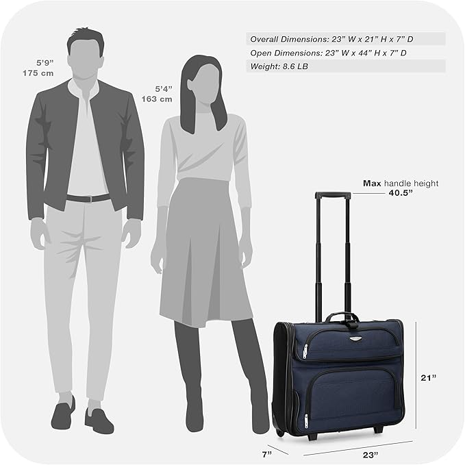 Travel Select Amsterdam Business Rolling Garment Bag, Softside Expandable Rolling 2-Wheeled Suit Carrier, Navy, One Size