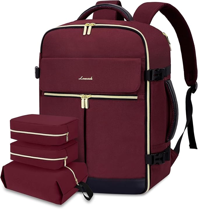 LOVEVOOK 40L Large Travel Backpack for Women, Flight Approved, Waterproof, TSA Compliant, Fits 17.3'' Laptop, 17 Pockets, 3 Packing Cubes