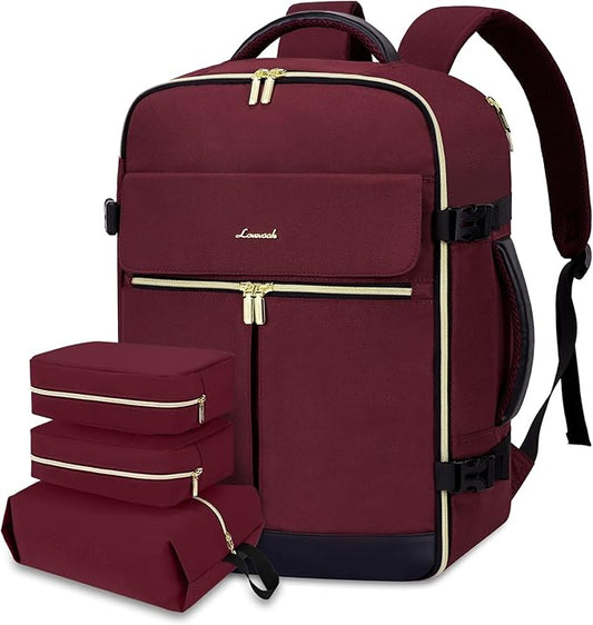 LOVEVOOK 40L Large Travel Backpack for Women, Flight Approved, Waterproof, TSA Compliant, Fits 17.3'' Laptop, 17 Pockets, 3 Packing Cubes