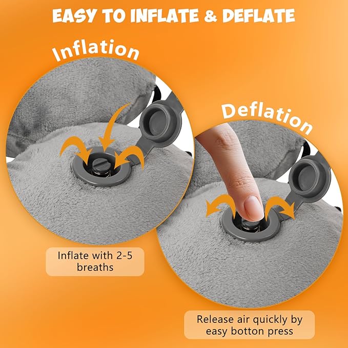 Rewondah Inflatable Neck Pillow – Comfortable Inflatable Travel Neck Pillow for Airplanes, Trains, Cars, Blow up Neck Pillows for Air Travel, Portable & Washable, Perfect for Long Journeys