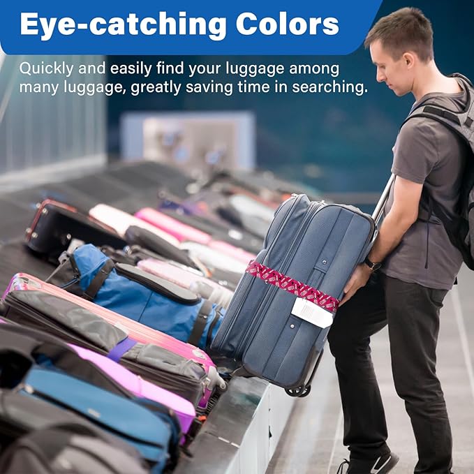 2 Pack Luggage Straps for Suitcases, Adjustable Travel Belt with Double Lock and Quick Release Buckle, Heavy Duty Nylon Bag Packing Strap, Bright Identifiers Business Travel Accessories-Pink Bottles