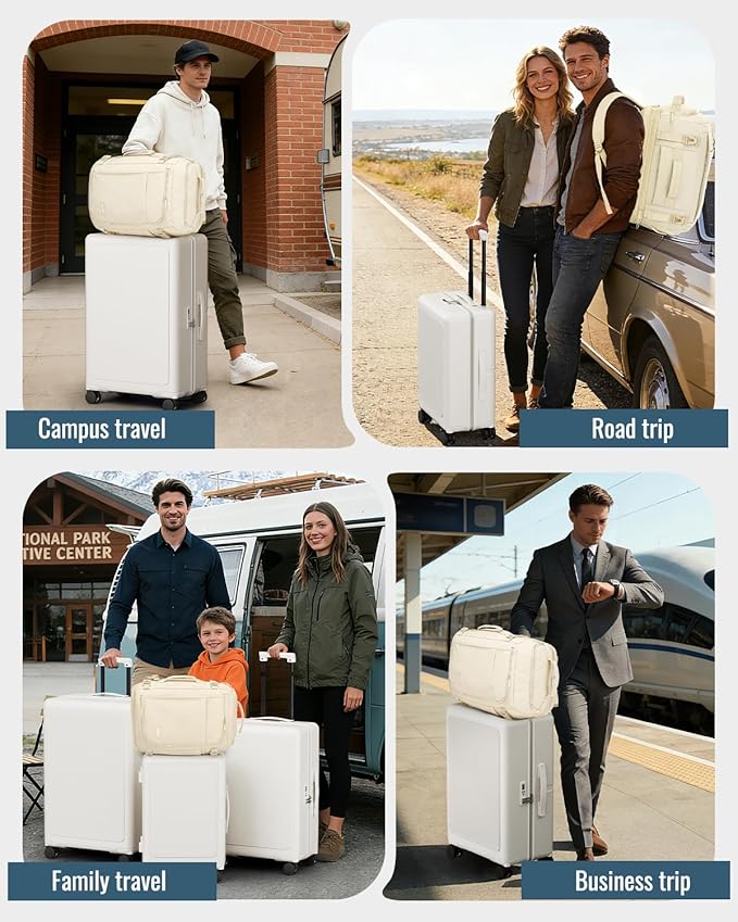 Joyway Luggage Sets 4 Piece with Spinner Wheels, Carry On Luggage 20In with ABS+PC Hardshell, Lightweight Suitcase Set with Travel Backpack and Pressure-resistant Frame, 20/24/28 Inch, White