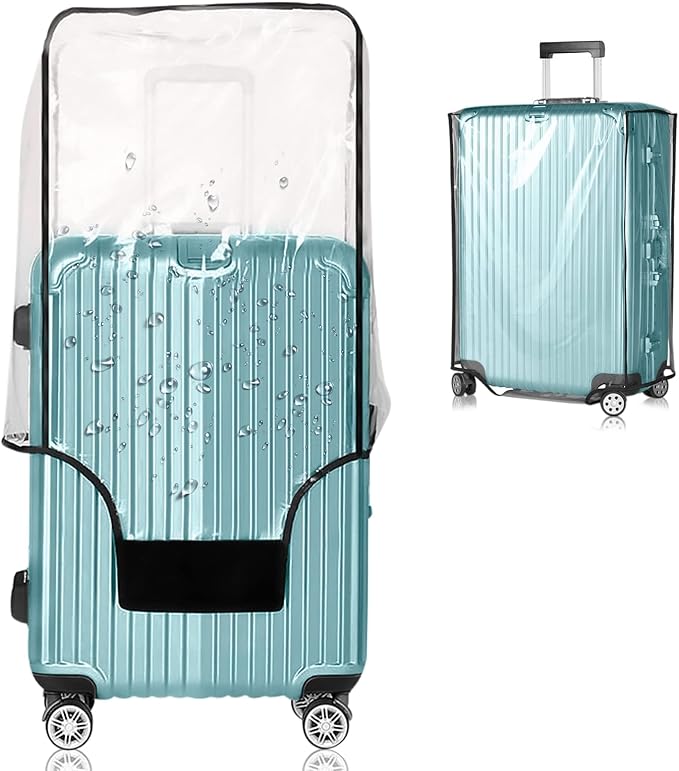 Suitcase Covers for Luggage – TSA Approved Clear PVC Luggage Protector Cover, Thick Transparent Waterproof Sleeve with Large Hook and Loop Closure, Fits 28" Wheeled Suitcases