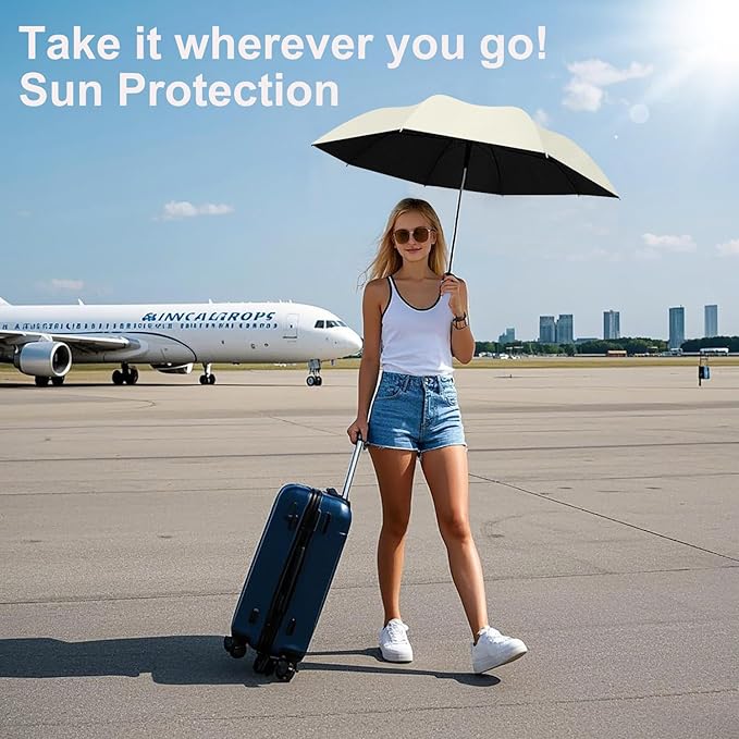 BAODINI Travel Essentials Mini Umbrella for Purse With Case Small Compact UV Sun Protection Lightweight Tiny Pocket Manual Open Close Umbrella for Women Kids and Men Fits Purse Backpack