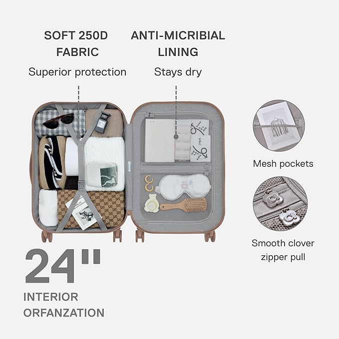 artrips Checked Luggage 24 Inch, Lightweight Hard Shell Suitcase with Spinner Wheels, Medium Travel Suitcase for 4–7 Day Trips, Brown