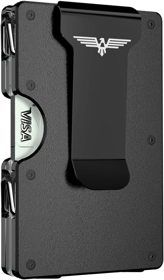 Lenvoten Upgraded Hinged Minimalist Wallet for Men | Slim Metal RFID Blocking Wallet | Credit Card Holder & Money Clip Holds 20 Cards | Premium Scratch-Resistant Finish | Ideal Gift for Men