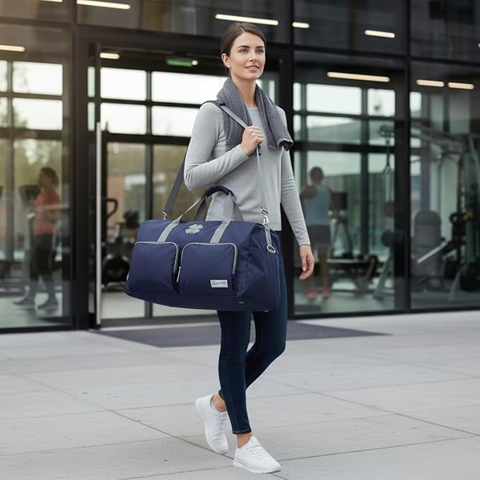 Lucky Travel Duffel Bags 65L, Gym Bag, Travel Bag & Large Duffle Bag for Men, Foldable Overnight Weekender Bags for Women & Men with Adjustable Shoulder Strap, Navy