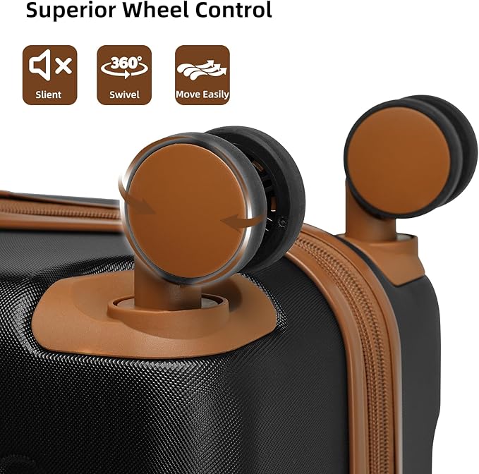 LARVENDER Luggage Sets 6 Piece Hardside Expandable Suitcase Set with Spinner Wheels TSA Lock Black, Travel Luggage Set Clearance for Men and Women, Black