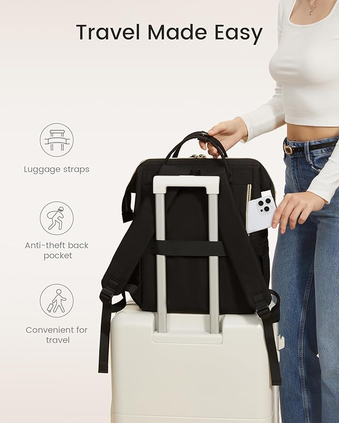 LOVEVOOK Laptop Backpack for Women, 15.6 Inch Work Business Backpacks Purse With Large Capacity, Waterproof Nurse Bag College Bookbag for School, Waterproof Casual Daypack for Travel