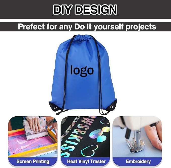 Drawstring Backpack 6Pcs Drawstring Gym Bags Black Draw String Bags Backpack for Sports, Gym, Travel, Swimming, Beach (6 Colors)
