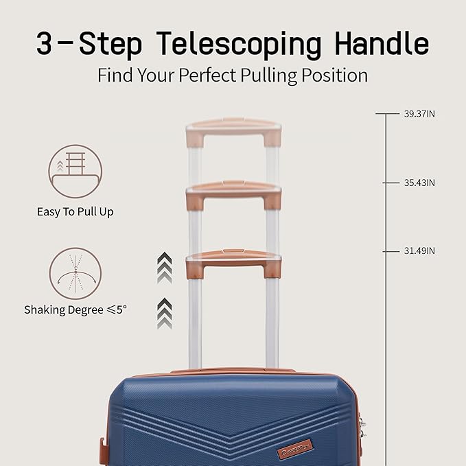 Expandable Luggage Sets 5 Piece, Hard Case Suitcase Set with Spinner Wheels,22x14x9 Airline Approved Carry on,Lightweight Durable Suitcase with TSA Lock (Dark Blue)