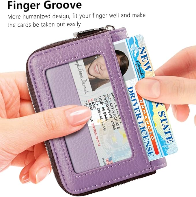 FurArt Zipper Wallet Women, RFID Blocking Credit Card Wallet, Business Card Holder, Compact Size KeyChain Wallet