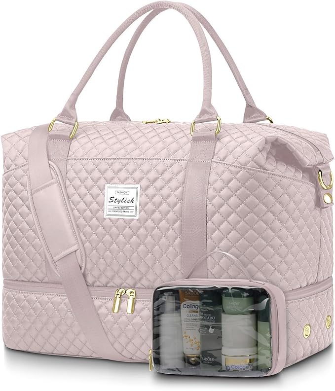 Women Weekender Travel Duffle Bag: Travel Duffel Overnight Bags with Shoe Compartment Large Carry on Tote Bag Toiletry Bag Weekend Yoga Gym Hospital Bags for Labor and Delivery with Wet Pocket
