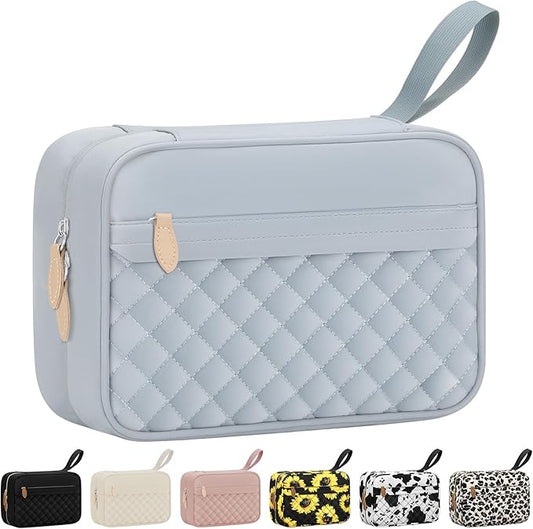 Travel Toiletry Bag for Women with Hanging Hook, Waterproof TSA Approved Cometic Toiletry Bag Organizers Leakproof Make up Bags for Women Blue