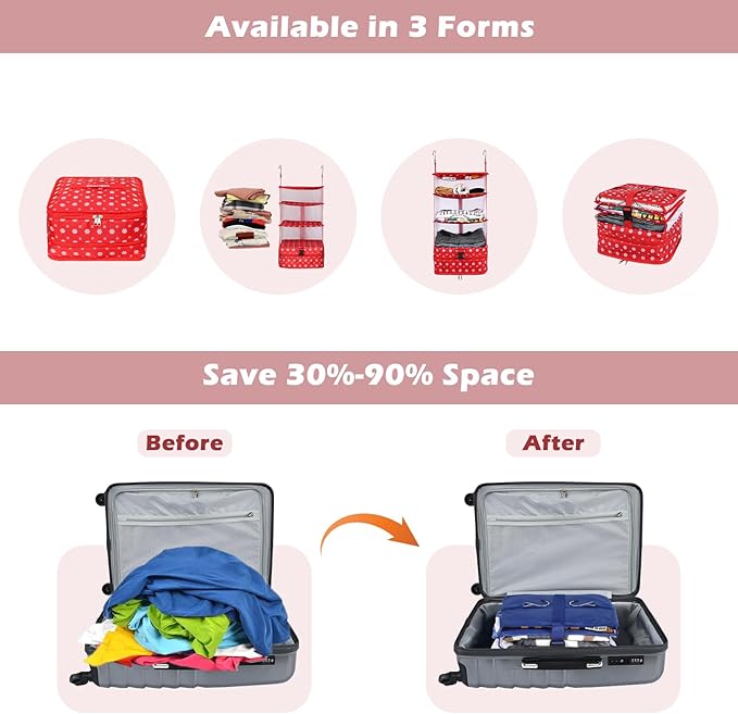 Surblue Hanging Closet Storage Bag Collapsible 3-Shelf Washable Oxford Fabric with 2 Hooks (L 11.41 * 11.41 * 19.68in, Snow)