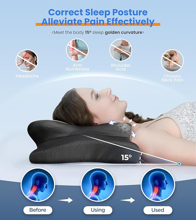 Ultra Pain Relief Cooling Pillow for Neck Support, Adjustable Cervical Neck Pillow Cozy Sleeping, Odorless Ergonomic Contour Memory Foam Pillows, Orthopedic Bed Pillow for Side Back Stomach Sleeper