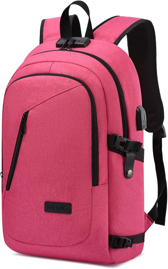 WENIG Business Laptop Backpack Anti-Theft Backpack with USB Charging Port and Lock Computer Backpacks for Women Men Fit 15.6 Inch Laptops, Casual Hiking Travel Daypack