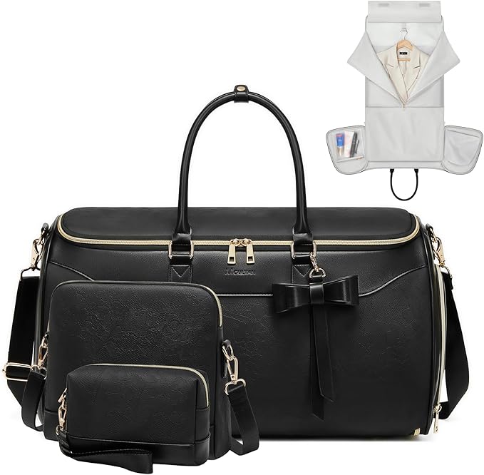 Garment Bags for Travel,45L Carry on Convertible Garment Duffle bag for Men Women - 3 in 1 Hanging Suit Travel Bag with Shoulder Strap (Black-A)