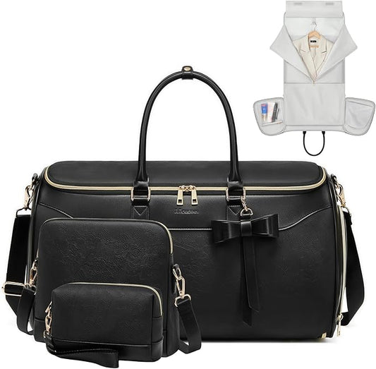 Garment Bags for Travel,45L Carry on Convertible Garment Duffle bag for Men Women - 3 in 1 Hanging Suit Travel Bag with Shoulder Strap (Black-A)