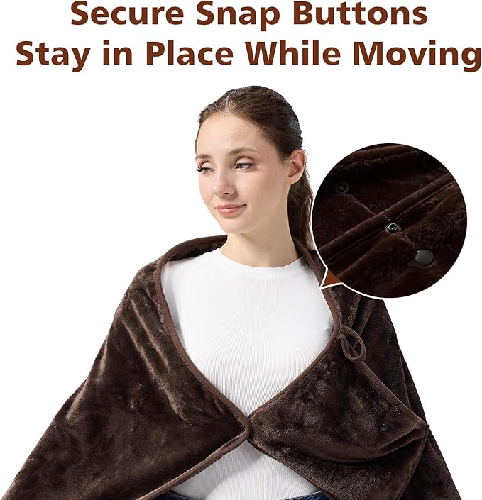 Travel Blanket with Carry Bag, Lightweight Wearable Airplane Blanket, Soft Packable Throw for Travel & Office Coffee Brown