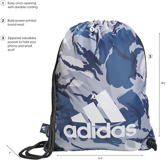 adidas Ready Sackpack – Drawstring Backpack Lightweight Small Gym Bag