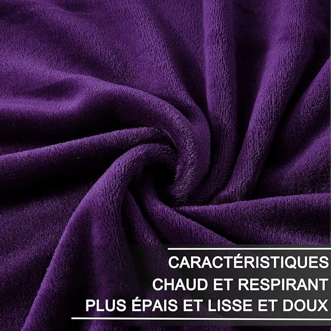 HOZY Soft Blanket Queen Size Fleece Warm Fuzzy Bed Blankets for The Bed Sofa Lightweight 350GSM Purple 90"*90"