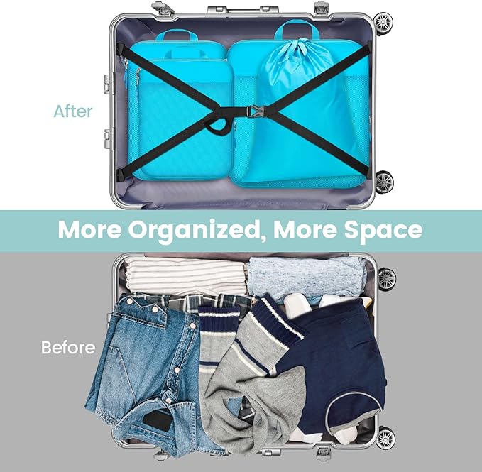 Cambond Compression Packing Cubes for Travel - Lightweight Expandable Travel Bags Luggage Organizers Travel Essentials Compression Cubes for Travel Space Saver for Carry on Suitcases Organizer