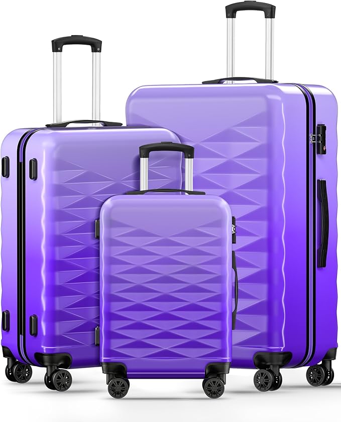 Suitour Luggage Set 3 piece,Hardside Lightweight Suitcase Sets with Spinner Wheels TSA Lock for Travel