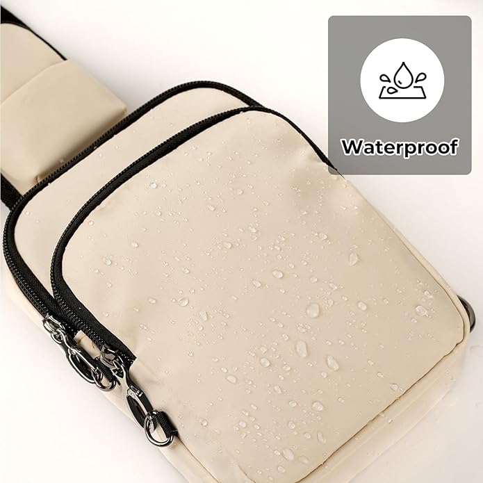 BROADREAM Mini Crossbody Sling Bag, Small Chest Bags Dual Pocket with Zipper Lock, RFID Blocking & Water Resistant Women Men