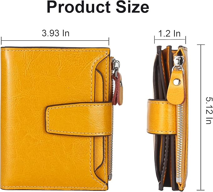 Lavemi Small Compact Women Wallet RFID Blocking Genuine Leather Bifold Purse with ID Windows
