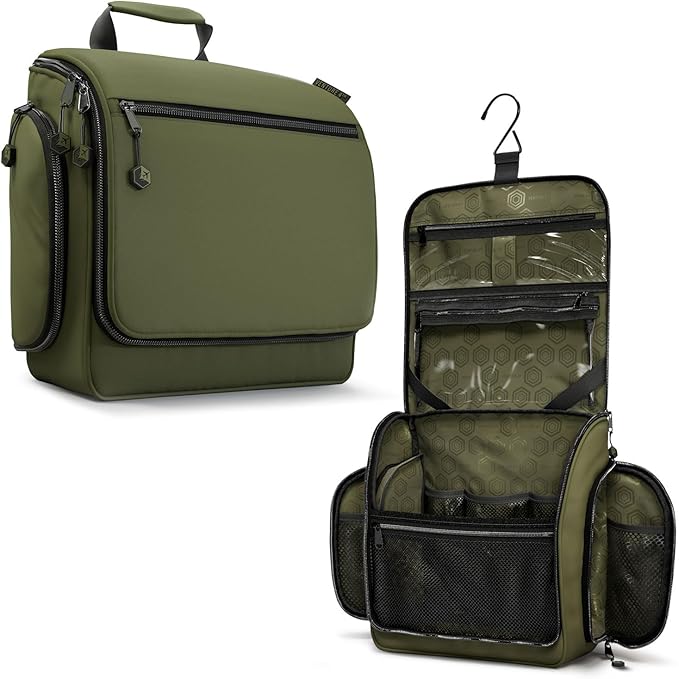 VENTURE 4TH Hanging Travel Toiletry Bag for Women & Men – Large Toiletry Organizer with 18 Compartments, Removable TSA Pouch, Travel Wash Bag for Toiletries, Makeup & Shaving Kit (Forest Green)