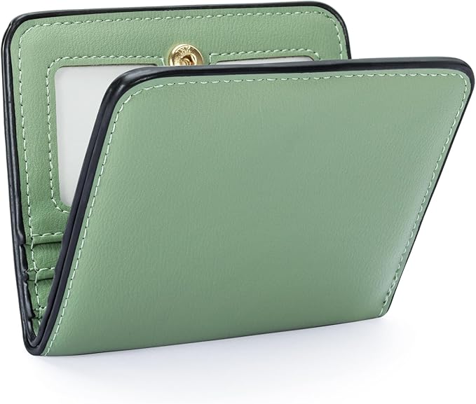 Toughergun Women’s Small Slim Leather Wallet with RFID Protection, Compact Bifold Mini Purse with Clear ID Window
