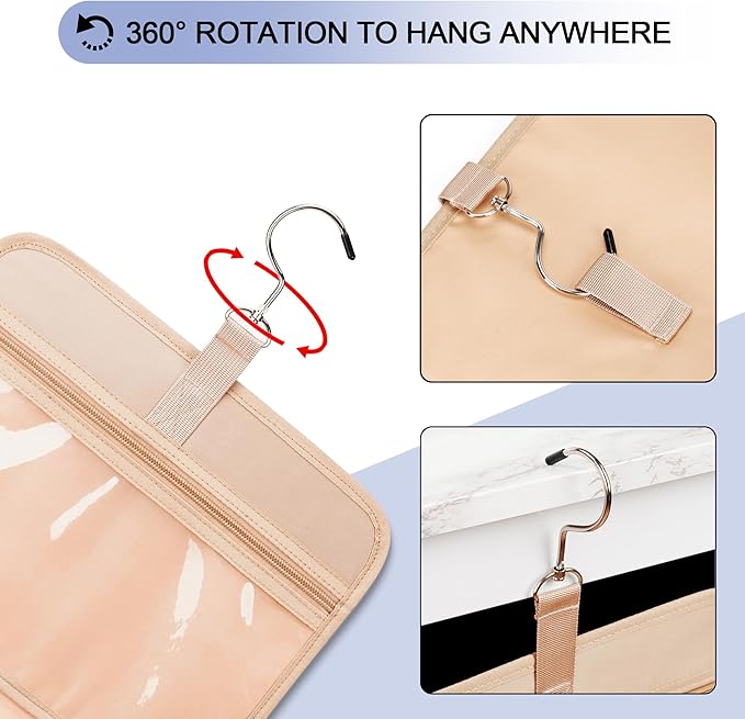Travel Hanging Toiletry Bag for Women, Cruise Ship Essentials, with Jewelry Organizer, Extra Large Makeup Dopp Kit, Waterproof Cosmetic Bags, Toiletries Kit Set with Trolley Belt, Blue