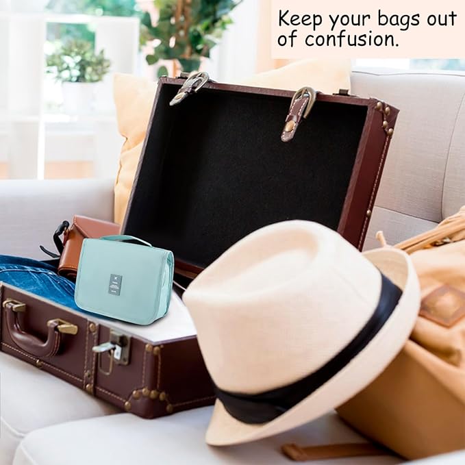 Foldable Hanging Travel Toiletry Bag,Waterproof Portable Travel Bags, Multifunction Travel Makeup Cosmetic Bag Organizer with Hanging Hook (Light Blue)