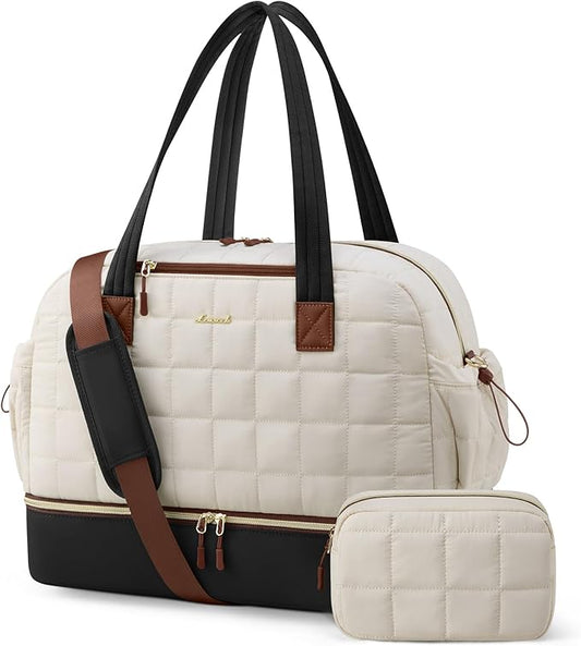 LOVEVOOK Large Travel Duffle Bag,Weekender Bags For Women with Shoe Compartment,Puffer Carry On Bags For Airplanes,Hospital Bag for Labor and Delivery,Overnight Bag With Toiletry Bag,Gym Tote Bag