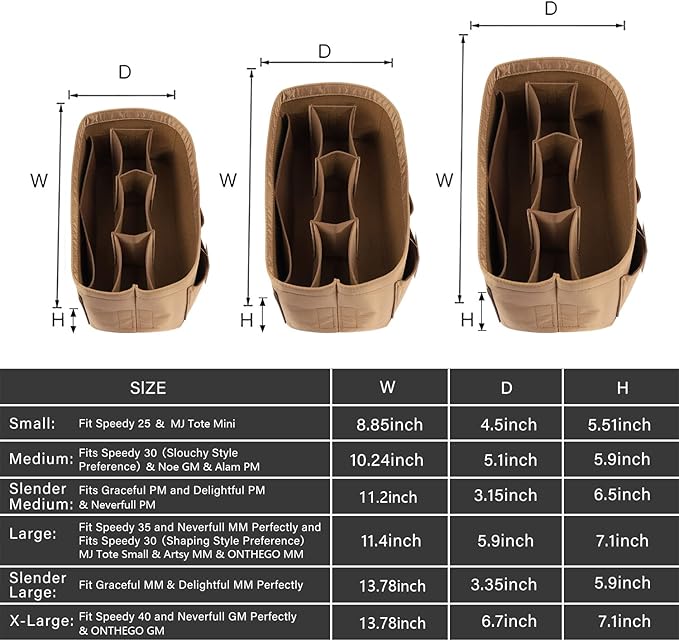 ZTUJO Purse Organizer Insert, Felt Bag Organizer For Handbag Purse Organizer,13 Colors, 6 Size (X-Large, Silky Brown)