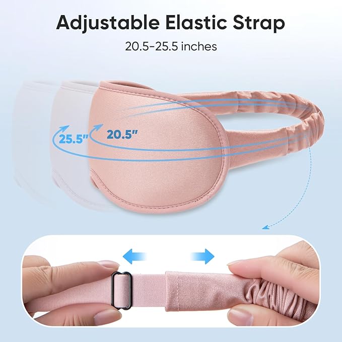Weighted Eye Mask for Sleeping - Sleep Mask for Women & Men, Blackout 3D Contoured Sleeping Mask for Side Sleeper, Zero Pressure Soft Night Eye Cover with Adjustable Strap for Travel, Pink