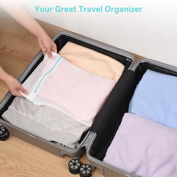 OTraki Mesh Laundry Bag for Delicates 12x16 inch Small Laundry Wash Bags for Washing Machine with Reinforced Zipper for Delicates Bra Socks Underwear, Don't Drying, Melting 140-176℉ White