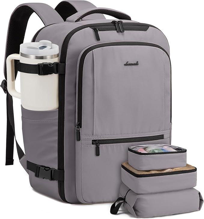 LOVEVOOK Travel Backpack for Women & Men, 60L Large Carry On Backpack Airline Approved, TSA Personal Item Weekender Bag, Laptop Backpacks with 3 Packing Cubes for Travel Essentials, Waist Belt