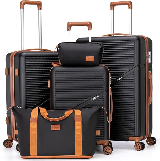 Luggage Sets 5 Piece Suitcases with Wheels, Suitcase Set ABS Hard Case Luggage with TSA Lock Spinner Wheels Durable Travel Luggage (5-Piece Set(20"/24"/28"))