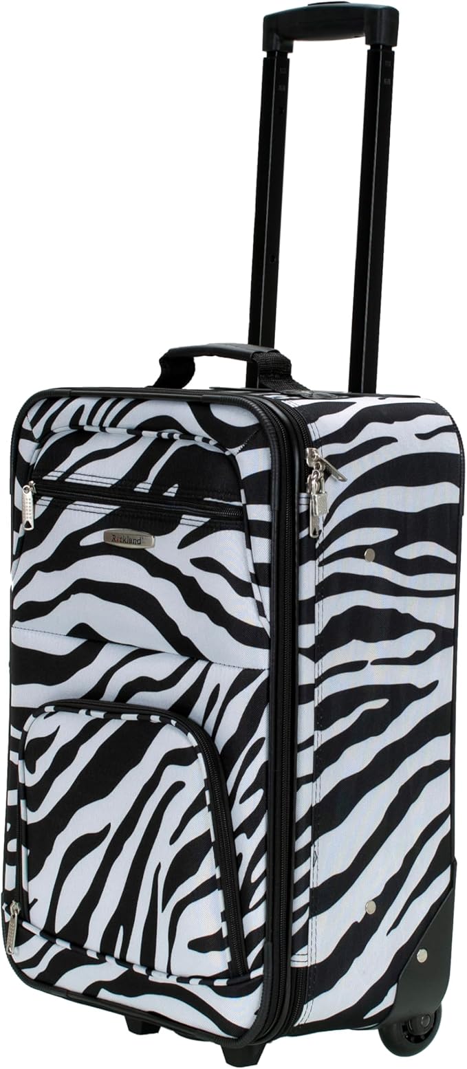 Rockland Fashion Softside Upright Luggage Set,Expandable, Zebra, 2-Piece (14/19)