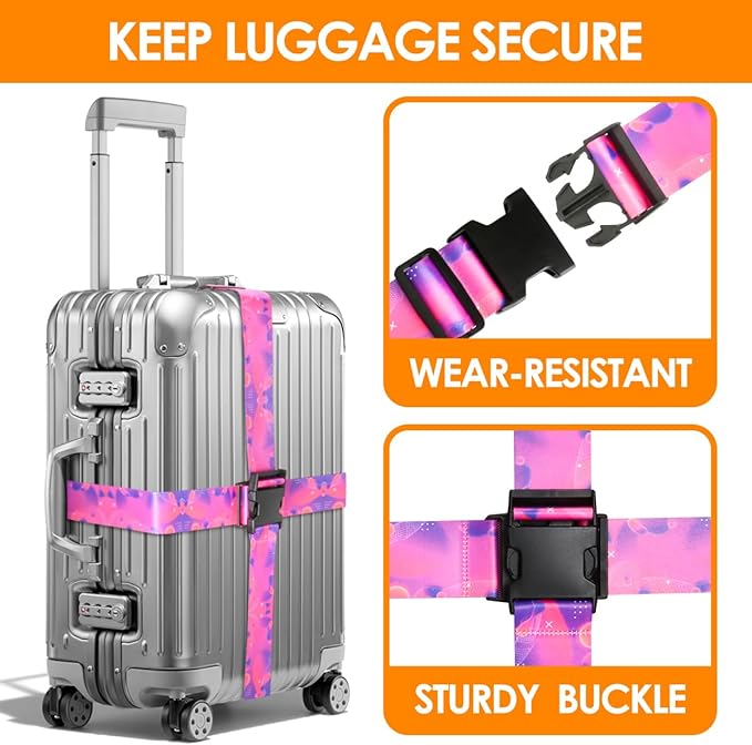 Adjustable Travel Luggage Strap Suitcase Belt Travel Bag Accessories 1.96 in W x 6.23 ft L